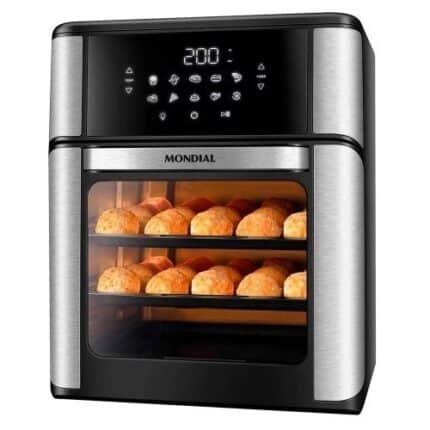 Fritadeira Elétrica Air Fryer Forno Oven 12L Mondial PretoInox AFON-12L-BI 2000W